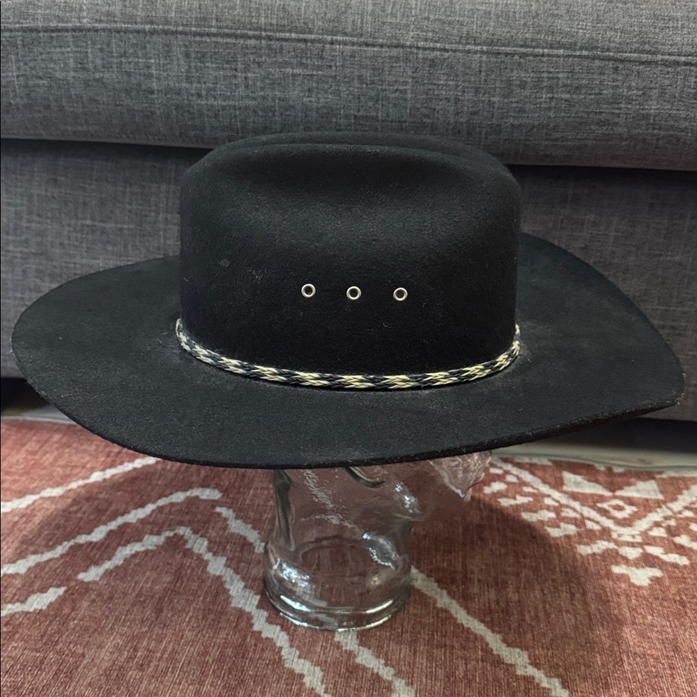 Stetson Stallion Black XX Premium Wool Cowboy Hat 7 3/8 Made in USA - Picture 3 of 11